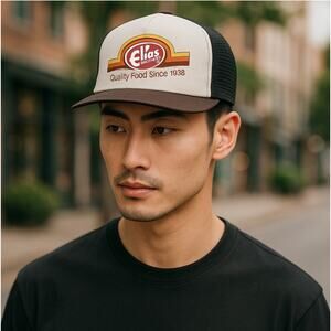 Vintage Elias Brothers Big Boy Mesh Trucker Snap Back Cap Hat Brown Retro 1 Size